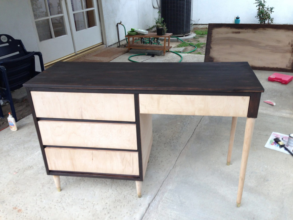 Finished desk with stained accents